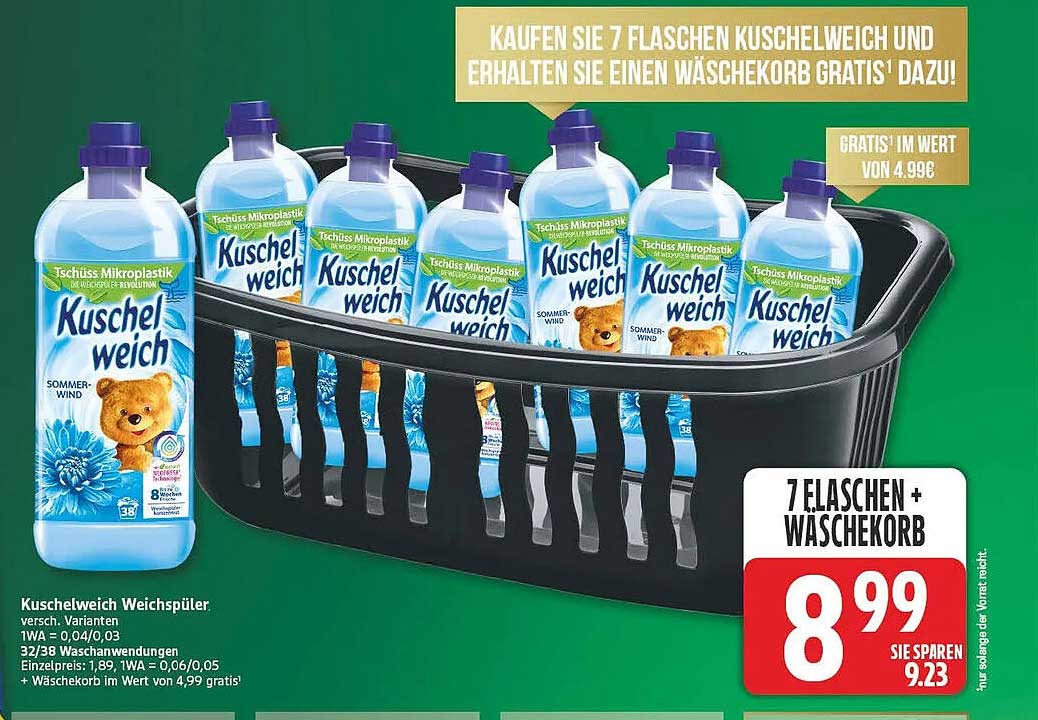 Kuschelweich Weichspüler versch. Varianten 32/38 Waschanwendungen + Wäschekorb im Wert von 4,99 gratis!