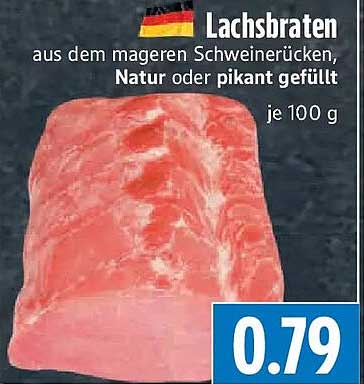 Lachsraten aus dem mageren Schweinerücken, Natur oder pikant gefüllt
