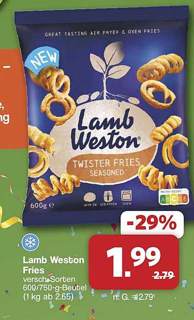 Lamb Weston Fries versch.Sorten 600/750-g-Beutel (1 kg ab 2.65)