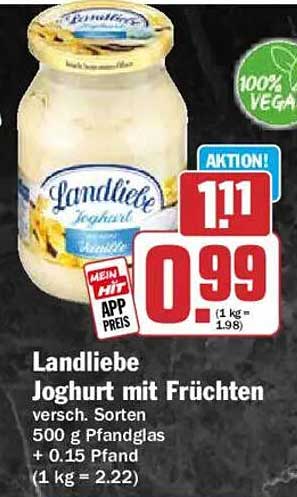 Landliebe Joghurt mit Früchten