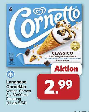 Langnese Cornetto versch. Sorten 8 x 60/90-ml-Packung