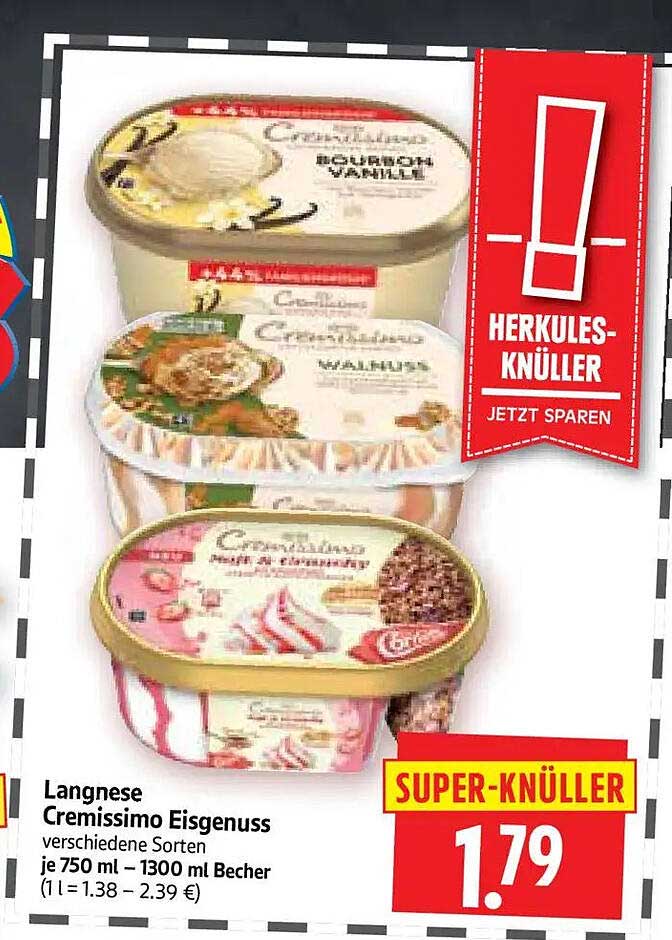 Langnese Cremissimo Eisgenuss verschiedene Sorten je 750 ml – 1300 ml Becher