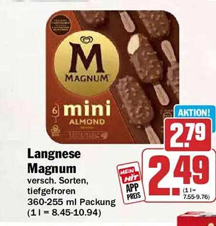 Langnese Magnum versch. Sorten, tiefgefroren 360-255 ml Packung (1 l = 8.45-10.94)