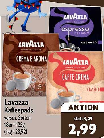 Lavazza Kaffeepads versch. Sorten 18er=125g (1kg=23,92)