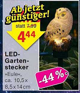 LED-Gartenstecker »Eule« ca. 10,5 x 8,5 x 14 cm