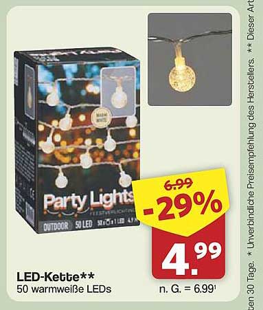 LED-Kette** 50 warmweiße LEDs