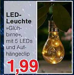 LED-Leuchte »Glühbirne« mit 5 LEDs und Aufhängeclip