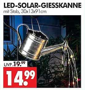 LED-SOLAR-GIESSKANNE mit Stab, 30x13x91 cm