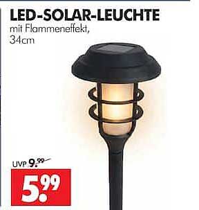 LED-SOLAR-LEUCHTE mit Flammeneffekt, 34 cm