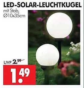LED-SOLAR-LEUCHTKUGEL mit Stab, Ø10x35cm