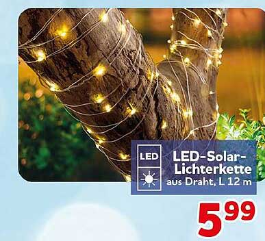 LED-Solar-Lichterkette aus Draht, L 12 m