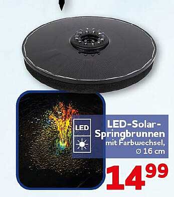 LED-Solar-Springbrunnen mit Farbwechsel, Ø 16 cm
