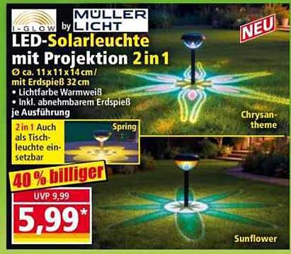 LED-Solarleuchte mit Projektion 2in1