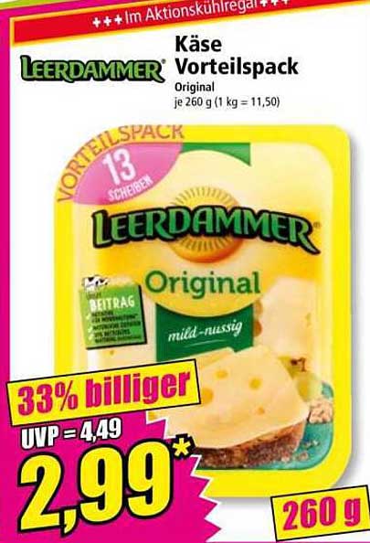 Leerdammer Käse Vorteilspack Original 260 g