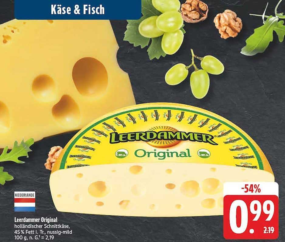 Leerdammer Original holländischer Schnittkäse, 45% Fett i. Tr., nussig-mild 100 g