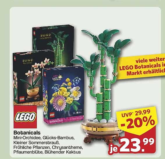 LEGO Botanicals Mini-Orchidee, Glücks-Bambus, Kleiner Sommerstrauß, Fröhliche Pflanzen, Chrysantheme, Pflaumenblüte, Blühender Kaktus