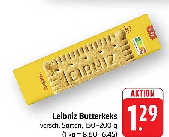Leibniz Butterkeks versch. Sorten, 150–200 g (1 kg = 8.60–6.45)