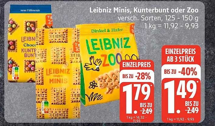 Leibniz Minis, Kunterbunt oder Zoo versch. Sorten, 125 - 150 g