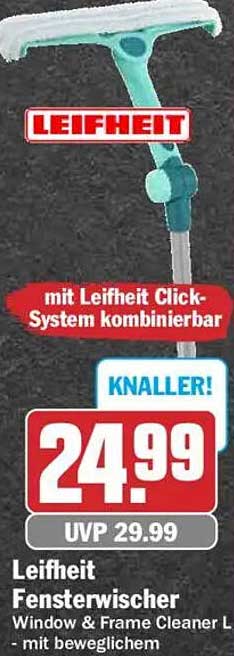 Leifheit Fensterwischer Window & Frame Cleaner L - mit beweglichem