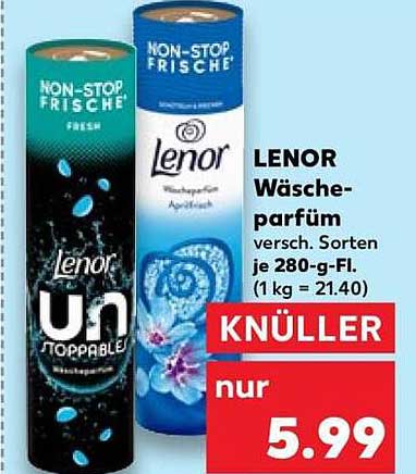 LENOR Wäsche-parfüm versch. Sorten je 280-g-Fl. (1 kg = 21.40)