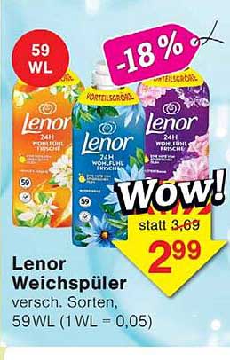 Lenor Weichspüler versch. Sorten. 59WL (1 WL = 0,05)