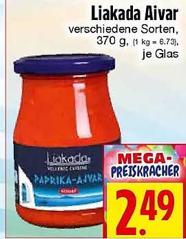 Liakada Ajvar verschiedene Sorten, 370 g, (1 kg = 6,73) je Glas