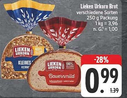 Lieken Urkorn Brot verschiedene Sorten 250 g Packung