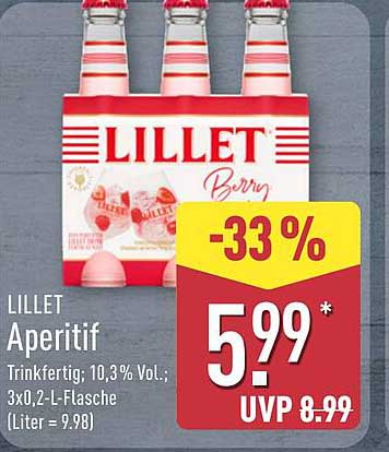 LILLET Aperitif Trinkfertig; 10,3 % Vol.; 3x0,2-L-Flasche (Liter = 9,98)