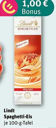 Lindt Spaghetti-Eis je 100-g-Tafel
