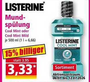 LISTERINE Mundspülung Cool Mint oder Cool Mint Mild je 500 ml
