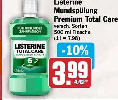 Listerine Mundspülung Premium Total Care versch. Sorten 500 ml Flasche (1 l = 7.98)
