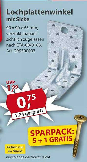 Lochplattenwinkel mit Sicke