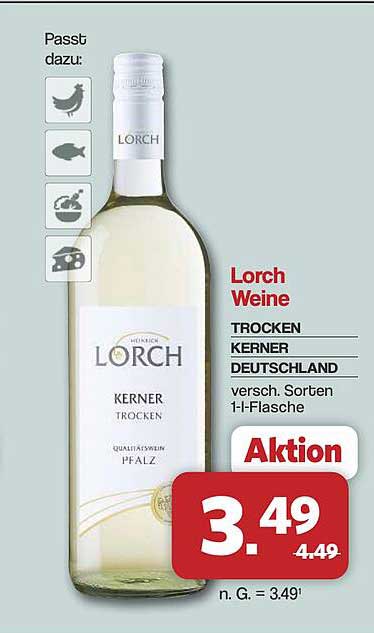 Lorch Weine TROCKEN KERNER DEUTSCHLAND versch. Sorten 1-l-Flasche