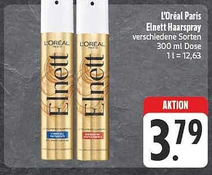 L'Oréal Paris Elnett Haarspray verschiedene Sorten 300 ml Dose 1l = 12,63