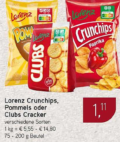 Lorenz Crunchips, Pommels oder Clubs Cracker