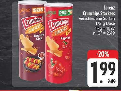 Lorenz Crunchips Stackers verschiedene Sorten 175 g Dose