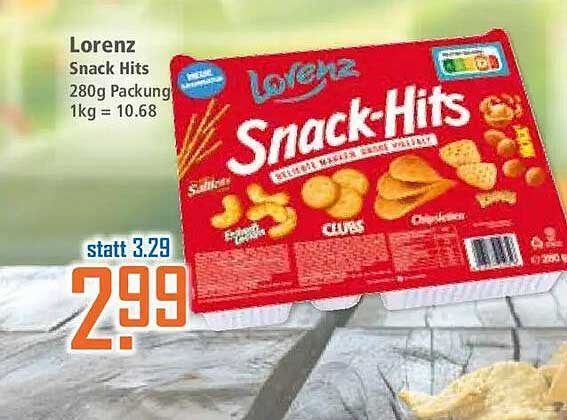 Lorenz Snack Hits 280g Packung 1kg = 10.68