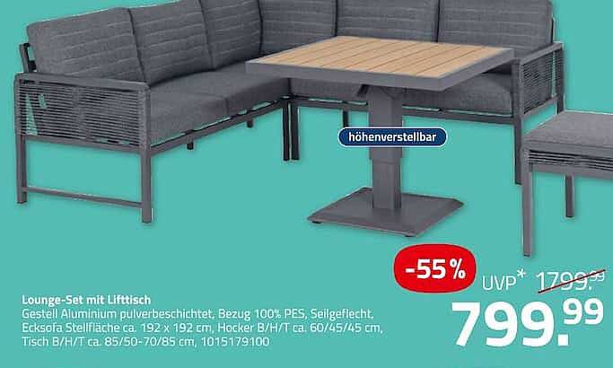 Lounge-Set mit Liftisch
