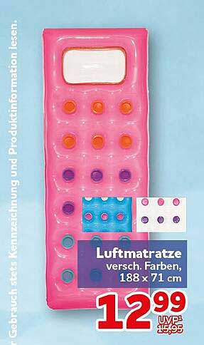 Luftmatratze versch. Farben, 188 x 71 cm