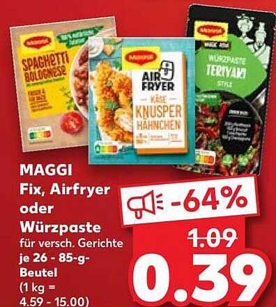 MAGGI Fix, Airfryer oder Würzpaste für versch. Gerichte je 26 - 85-g-Beutel (1 kg = 4.59 - 15.00)