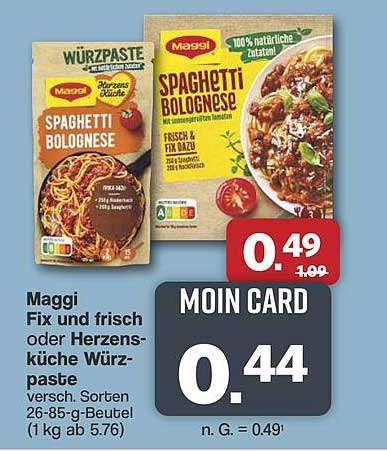 Maggi Fix und frisch oder Herzensküche Würzpaste versch. Sorten 26-85-g-Beutel (1 kg ab 5.76)
