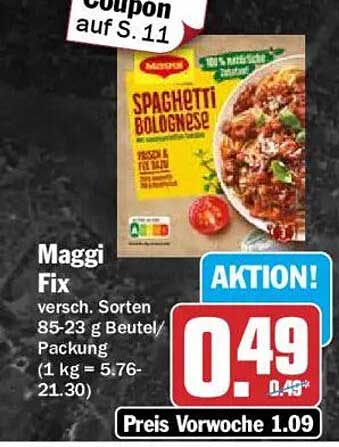 Maggi Fix versch. Sorten 85-23 g Beutel/Packung
