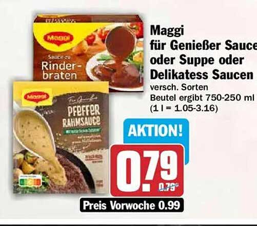 Maggi für Genießer Sauce oder Suppe oder Delikatess Saucen