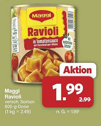 Maggi Ravioli versch. Sorten 800-g-Dose (1 kg = 2.49)