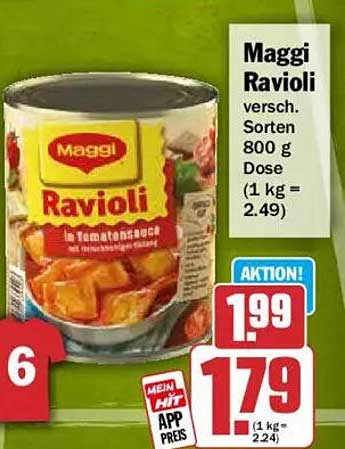 Maggi Ravioli versch. Sorten 800 g Dose (1 kg = 2.49)