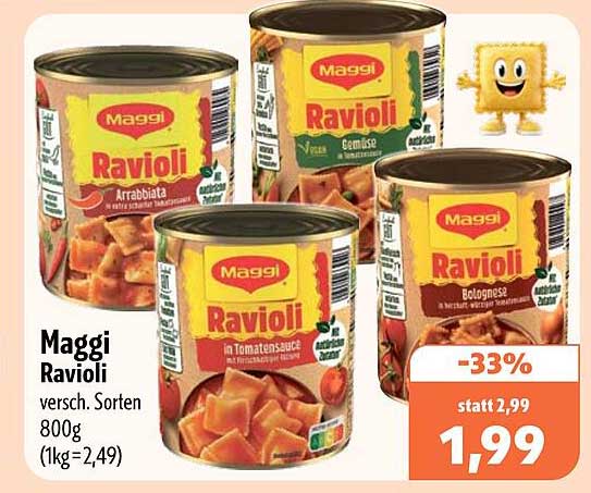 Maggi Ravioli versch. Sorten 800g (1kg=2,49)