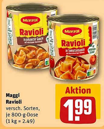 Maggi Ravioli versch. Sorten, je 800-g-Dose (1 kg = 2.49)