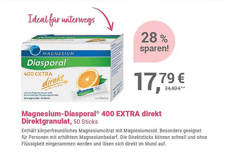 Magnesium-Diasporal® 400 EXTRA direkt Direktgranulat, 50 Sticks