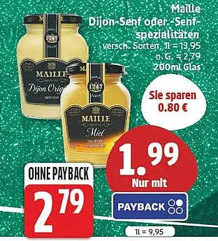Maille Dijon-Senf oder Senf-Spezialitäten, versch. Sorten, 1 l = 13,95, 250 ml Glas