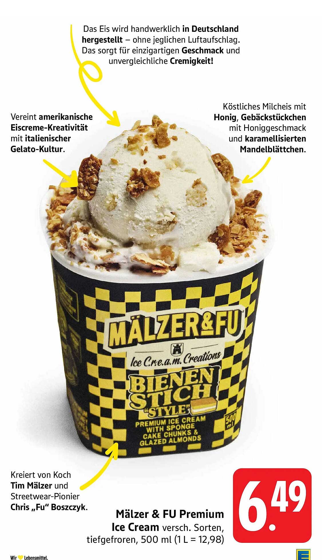 Mälzer & FU Premium Ice Cream versch. Sorten, tiefgefroren, 500 ml (1L = 12,98)